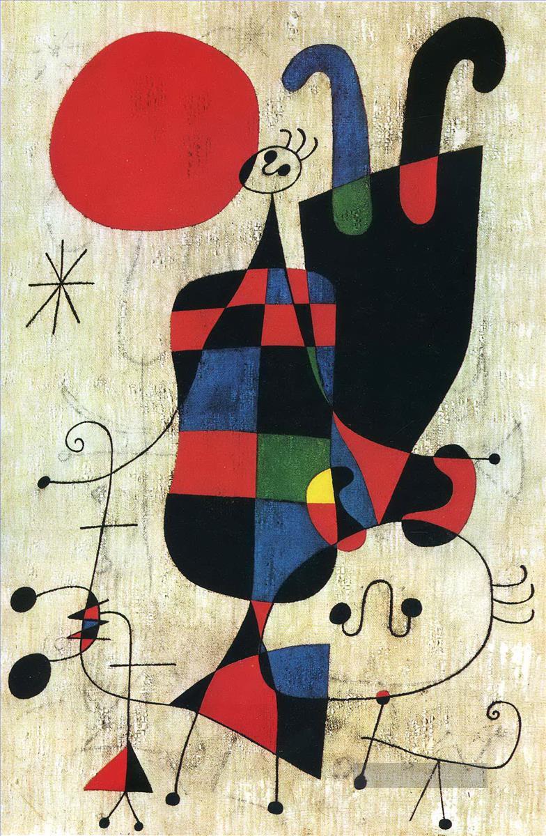 Figuren und Hund vor der Sonne Joan Miró Ölgemälde